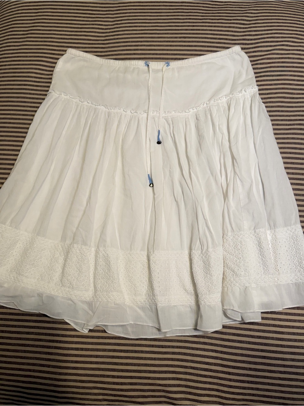 Vintage Y2K American Eagle White Cotton Boho Flowy Mini Skirt Sz 6